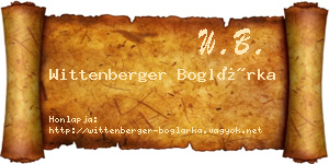 Wittenberger Boglárka névjegykártya